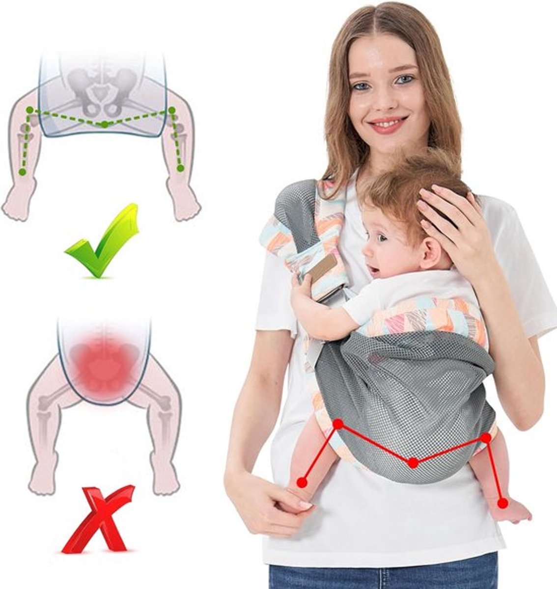 Baby Carrier - Ergonomic Baby Carrier - Front Carrier - Baby From Birth To 3 Years - Hip Carrier - Baby Carrier - Baby Carrier - Baby and Toddler Hip Seat - Comfortable & Fast - Breathable - Adjustable - For Front, Hip and Back - Colorful