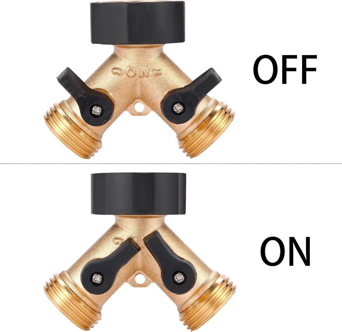 Y-Piece Tap - 3/4 - Tap Splitter - Water Distributor - Outdoor Tap - 2-Way Water Distributor – Brass - G 3/4" Water Distributor - With Accessories - European Taps - for Home and Garden Use