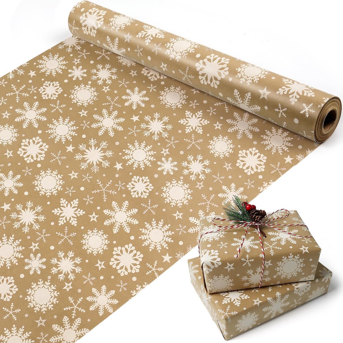 Wrapping paper - Christmas wrapping paper - Christmas gift paper - Wrapping paper with figures - 43 x 300cm - 1 Roll - Christmas paper wrapping paper for Christmas - Christmas paper wrapping paper for children - gift paper - Kraft gift paper - Christmas -