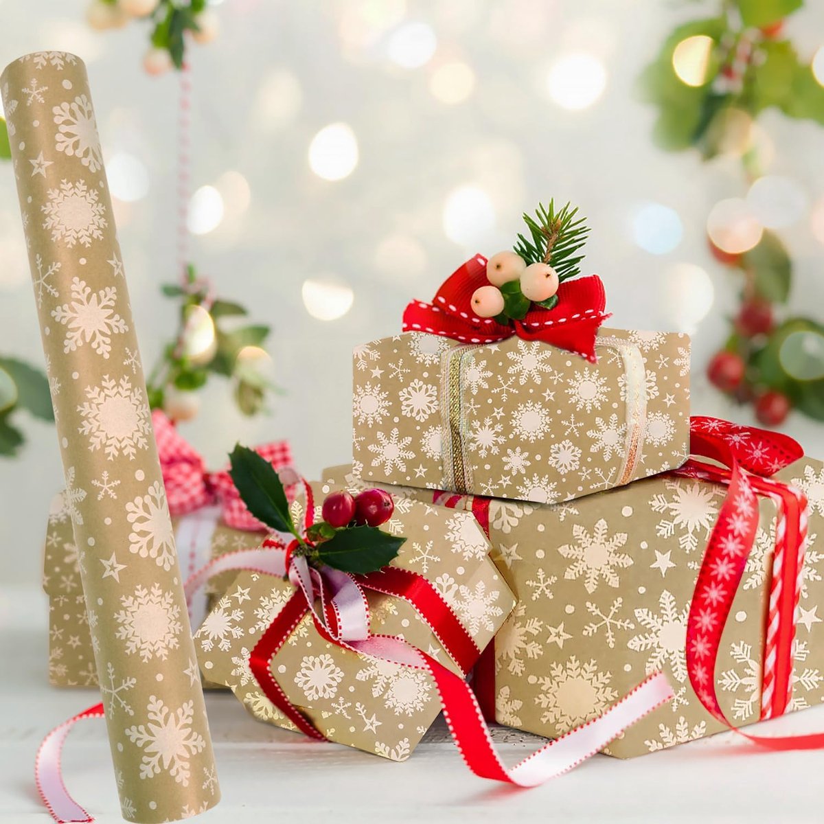 Wrapping paper - Christmas wrapping paper - Christmas gift paper - Wrapping paper with figures - 43 x 300cm - 1 Roll - Christmas paper wrapping paper for Christmas - Christmas paper wrapping paper for children - gift paper - Kraft gift paper - Christmas -