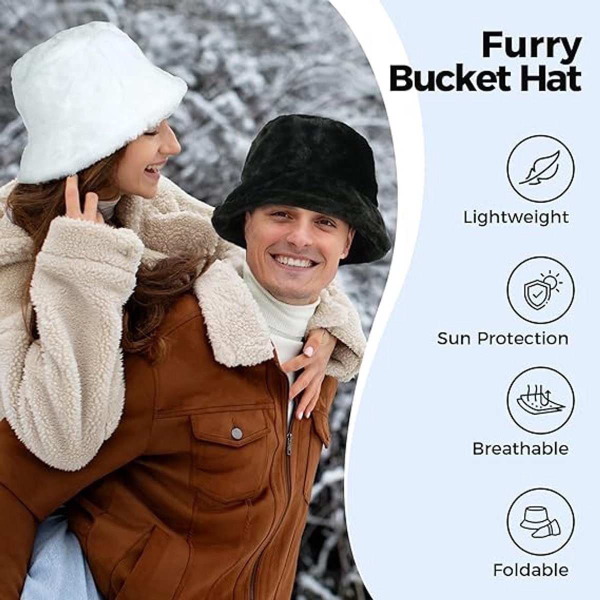 Winter hat - Hat - bucket hat - Women's beanie - Fisherman's hat - women's bucket hat - Winter Bucket Hat For Women - Winter hat - Warm hats - Winter fisherman's hat - Fluffy - Winter - Fashion - unisex - Black