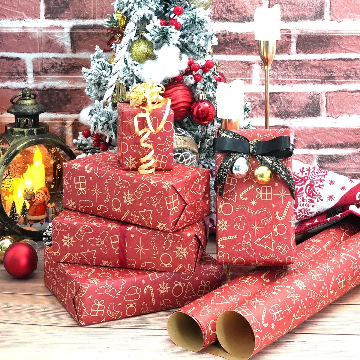 Wrapping paper - Christmas wrapping paper - Christmas gift paper - Wrapping paper with figures - 43 x 300cm - 1 Roll - Christmas paper wrapping paper for Christmas - Christmas paper wrapping paper for children - gift paper - Kraft gift paper - Christmas -