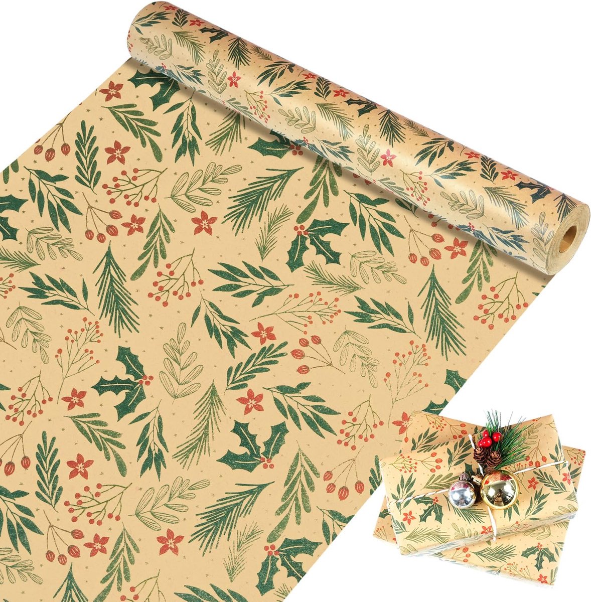 Wrapping paper - Christmas wrapping paper - Christmas gift paper - Wrapping paper with figures - 43 x 300cm - 1 Roll - Christmas paper wrapping paper for Christmas - Christmas paper wrapping paper for children - gift paper - Kraft gift paper - Christmas -