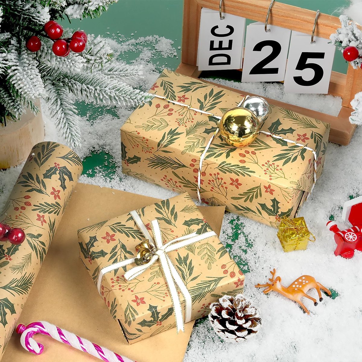 Wrapping paper - Christmas wrapping paper - Christmas gift paper - Wrapping paper with figures - 43 x 300cm - 1 Roll - Christmas paper wrapping paper for Christmas - Christmas paper wrapping paper for children - gift paper - Kraft gift paper - Christmas -