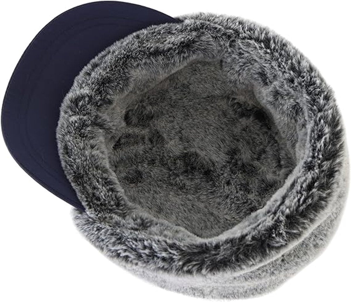 Beanie - Winter hat - Men's winter hat - Winter ear flap hat - with visor - with ear flaps - Ski hat - Cold weather - Trapper hat - Ear warmers Water-repellent outdoor hat - Winter - for outdoor sports, skiing, cycling, hiking, running - blue