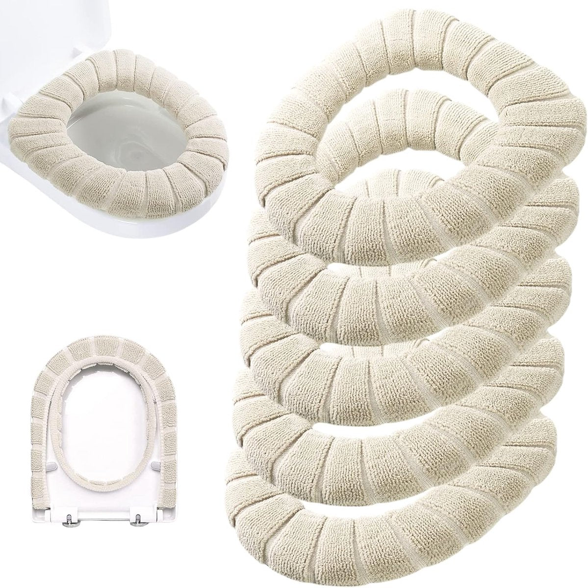 5-Piece Toilet Seat Cover - Toilet Seat Cover - Soft Toilet Seat - Toilet Cover - Toilet Seat Cover - WC Seat Cover - Universal Toilet Seat Cover - toilet seat cover - Reusable - Universal Fit - For Most Toilet Seats - White