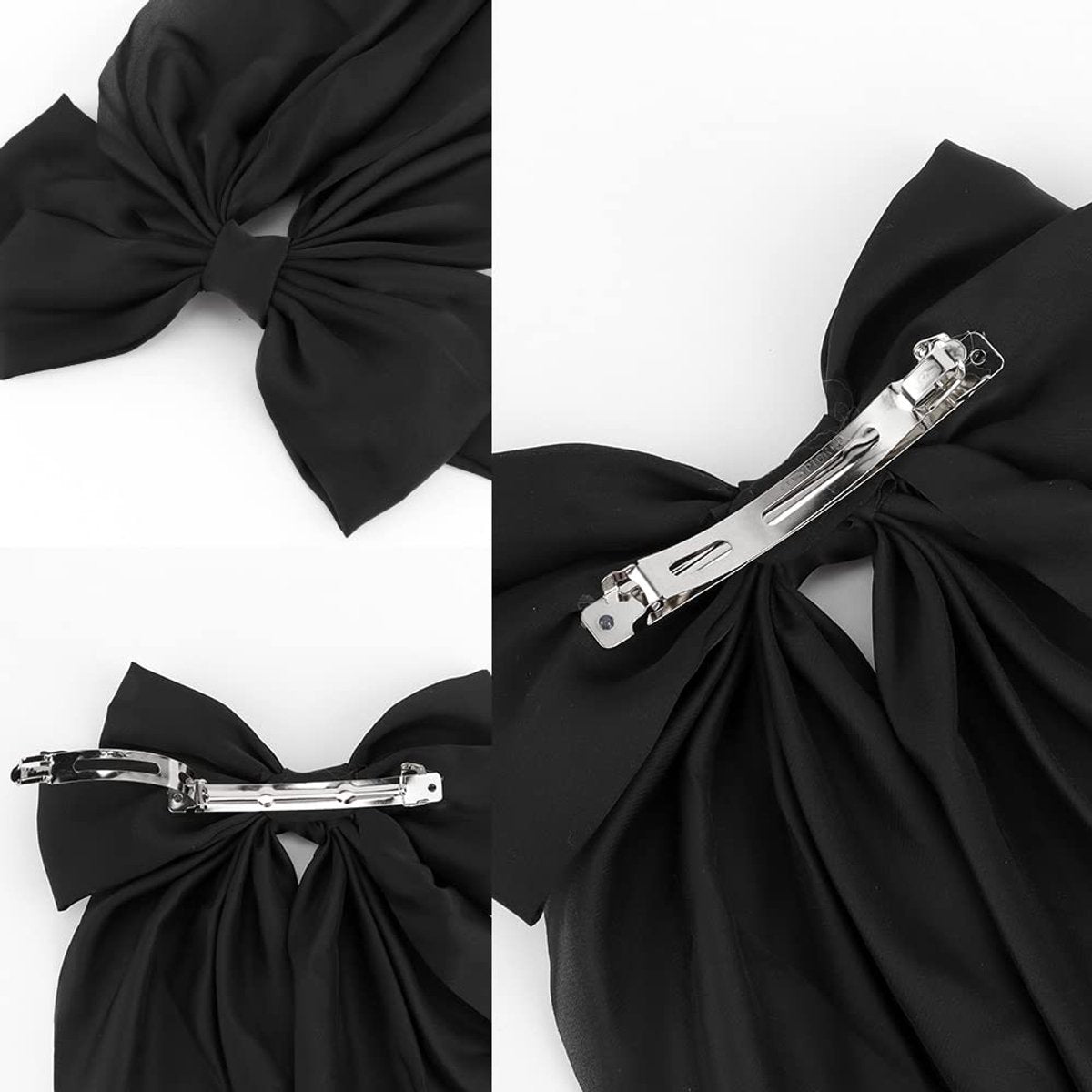 2 pieces - Hair clamp - butterfly hairpin - Hairpin - Hair clip - Hair ornament - Bows of silky soft satin ribbon - Hair accessories - Hair accessories - Hair clamps - large bows for women - Headbands - Bows - Black/White