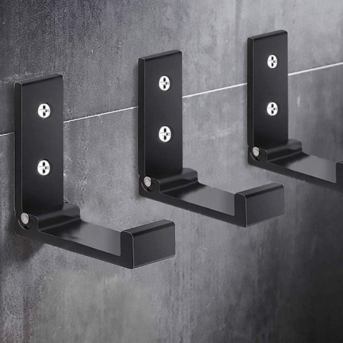 6 pieces - Foldable wall hooks - 6.7*7.5*2.5 cm - Clothes hook - concealable clothes hooks - heavy-duty wall hooks - aluminum hooks - with screws - foldable hooks - for hanging coats, bags, hats, and keys - black