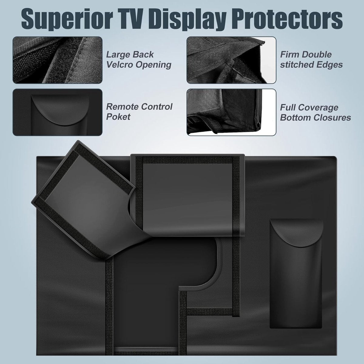 Outdoor TV case 50-52 inch - TV screen protector - waterproof and weatherproof outdoor flat screen case - 210D fabric - 51.2 x 5.9 x 32.6 inches - black