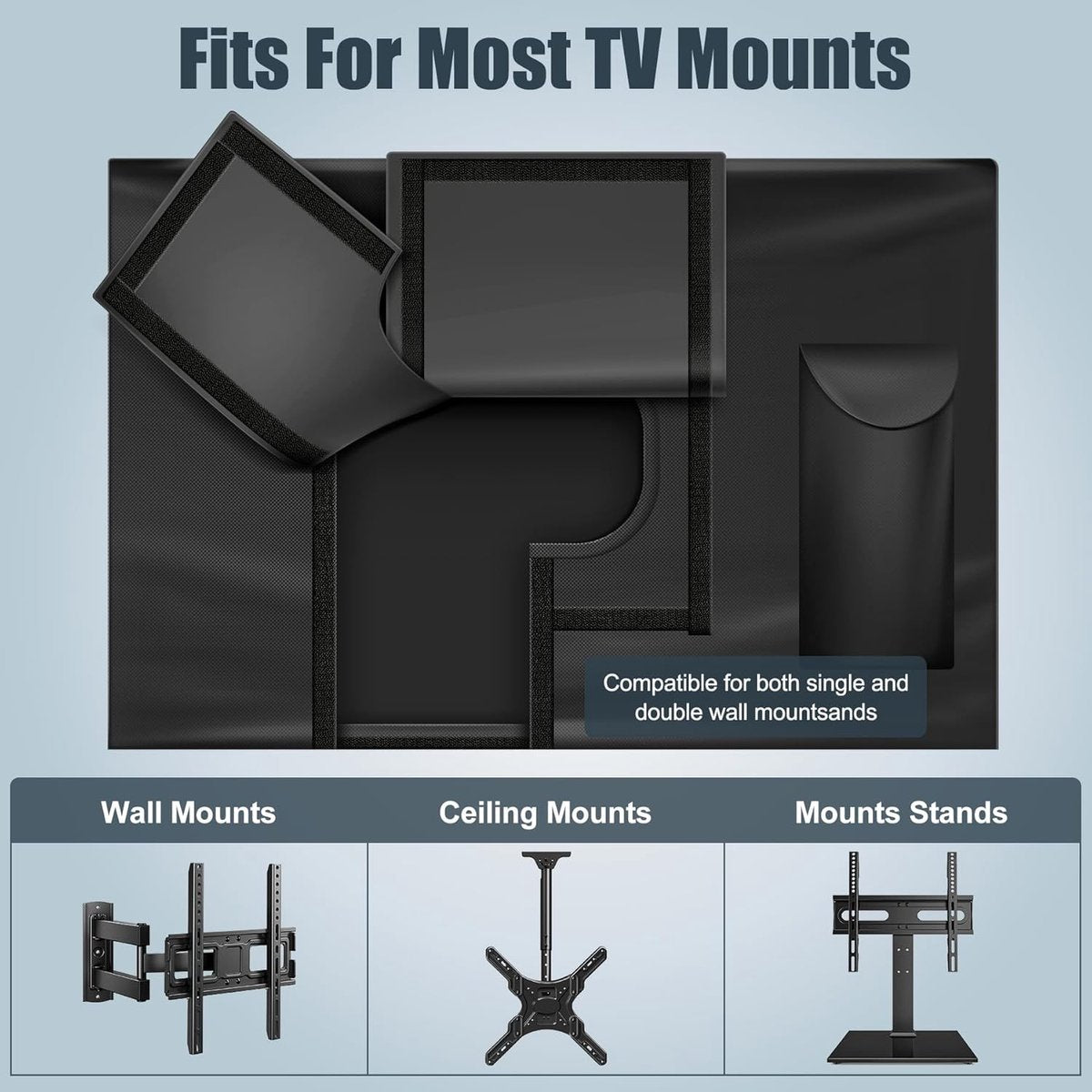Outdoor TV case 50-52 inch - TV screen protector - waterproof and weatherproof outdoor flat screen case - 210D fabric - 51.2 x 5.9 x 32.6 inches - black