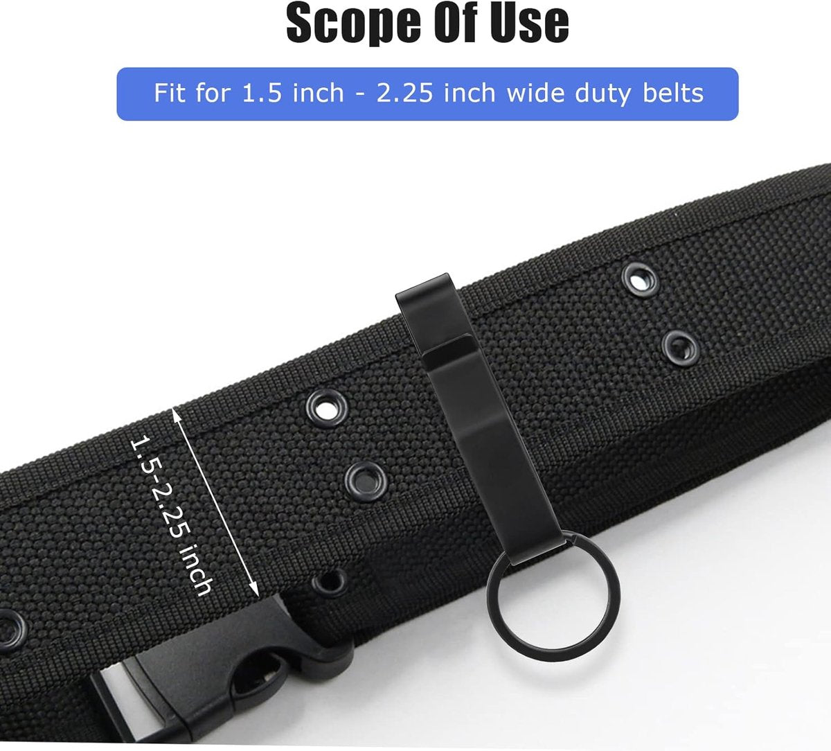 2 pieces - Keychain - Tactical keychain - Belt keychain - Duty Belt Keychain - Key clip - Key ring - Belt clip - with 2 keychains - stainless steel stealth belt loop keychain holder - 7.5*1.3*2.3 cm - black