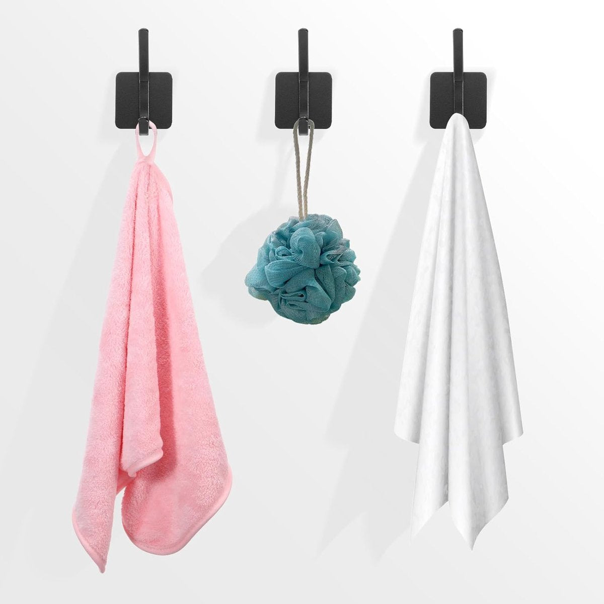 10 Pieces Heavy Duty Self-Adhesive Hooks - Wall Hook - Coat Rack - Coat Hook - No Drilling Required - Hanging Hooks - Wall Hook - Towel Hook - Bathroom Hooks - Easy to Install and Remove - For Home, School, and Office - Black