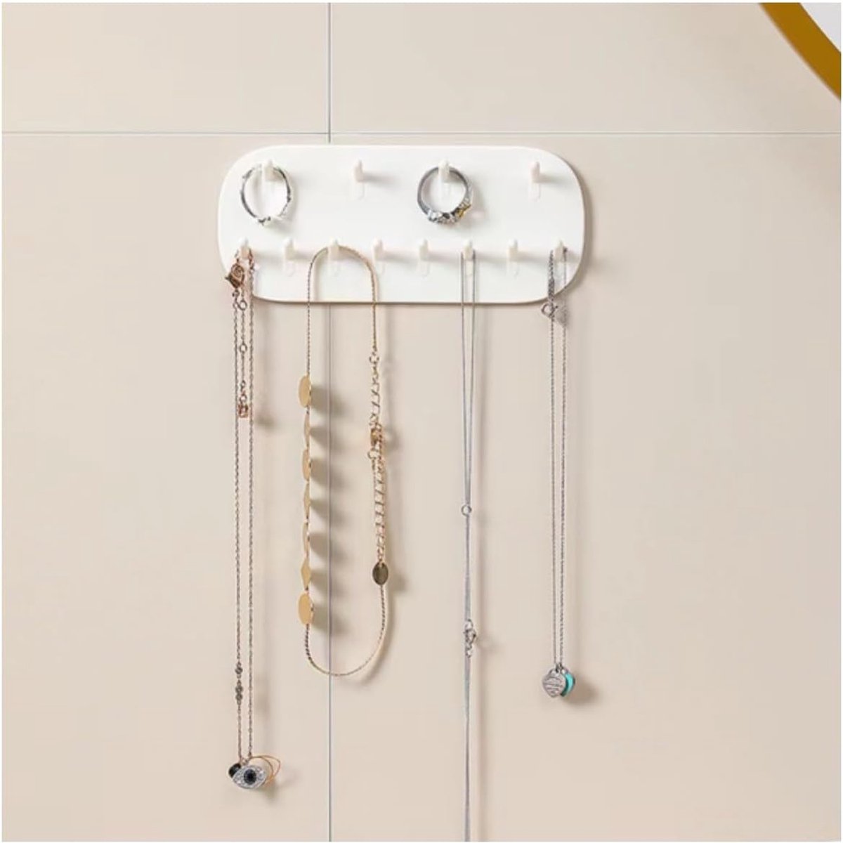 2 pieces - Jewelry stands - Jewelry display stand - Earring rack - Necklace holder organizer - wall jewelry organizers - Jewelry hooks - Necklace hook - Shelves - Display rack - for earrings, necklaces, bracelets, gift idea - 14*6*2 cm - white