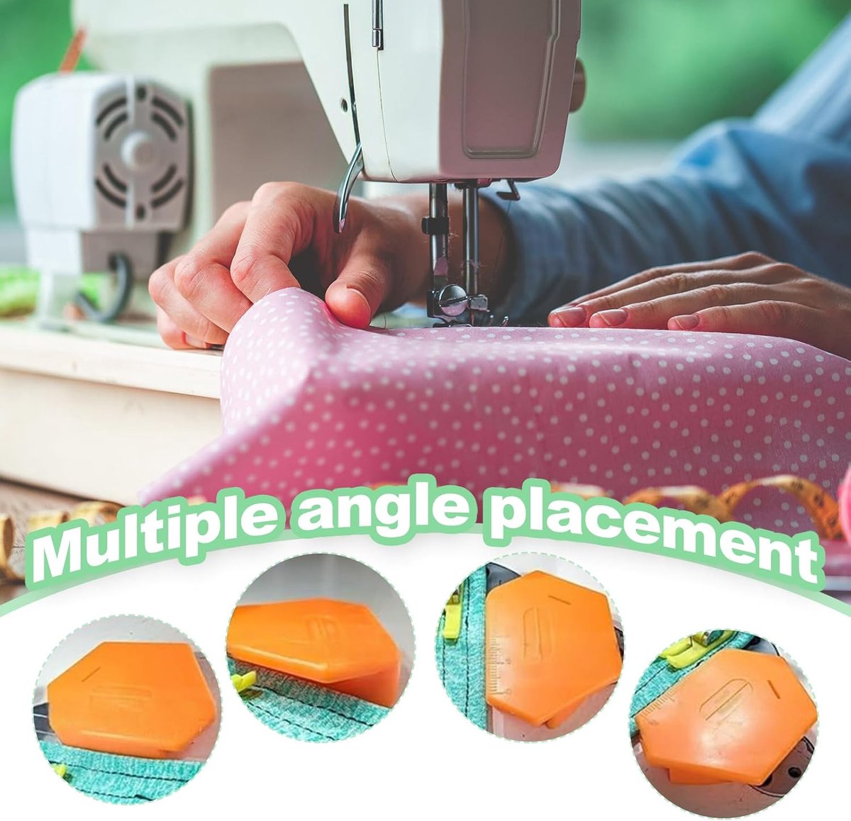 3 pieces - 6.7*4*1 cm - magnetic seam guide for sewing machine - multifunctional polygonal hem guide - with scale - universal sewing accessory for magnetic machine - sewing tools - sewing machine accessories - orange, pink, green