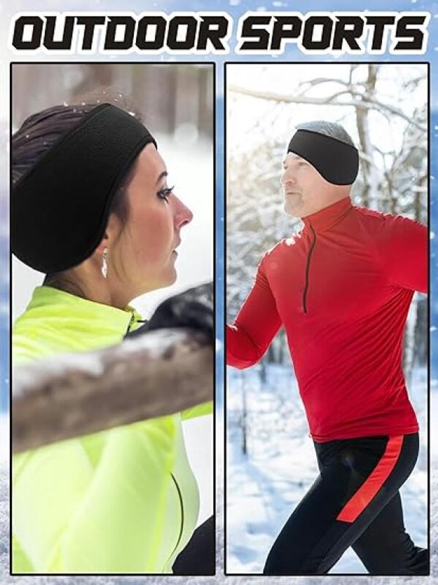 Comfort Earmuffs - 3 Pieces - Ear Warmers - Headband - Earmuffs - Headband Ear Muffs - Winter Ear Muffs - Winter Sports - Women / Men - Unisex - for running, cycling, and skiing in cold weather - Black