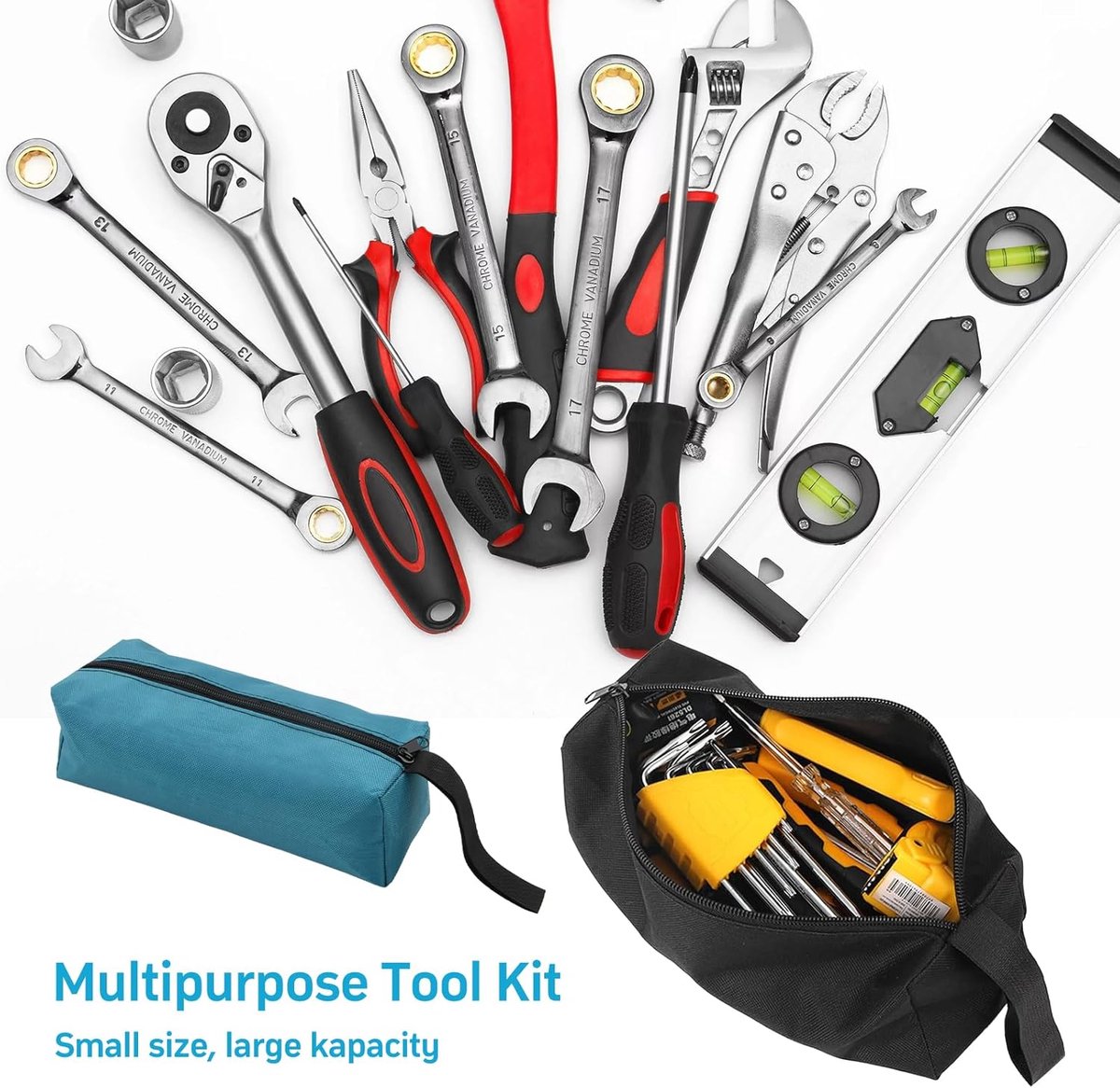 2 pieces - 30*10*10cm and 25*8*8.5 cm - Tool bag - small tool bags - waterproof tool bags - sturdy small tool bag - for carpenter, tools and power tools - black and blue