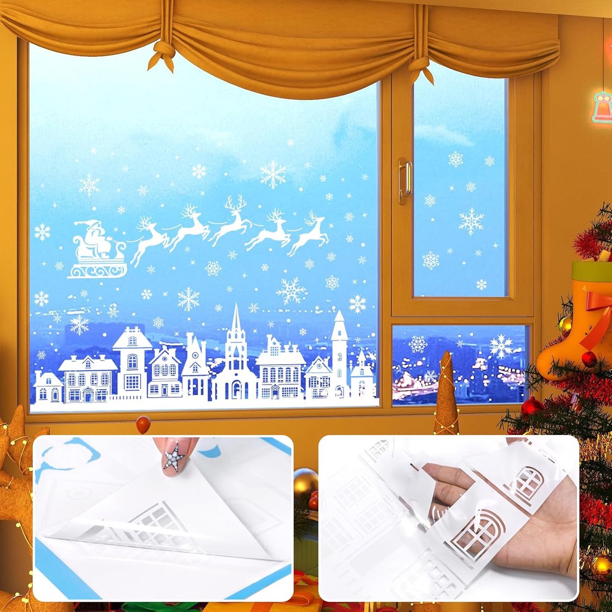 Christmas window stickers - 9 pieces - Window Decoration Stickers - Window Decoration Christmas - Christmas Decoration - Christmas Stickers - Window Stickers - Indoor Christmas Decoration - Reusable - Window Decoration - PVC - Christmas static window stic
