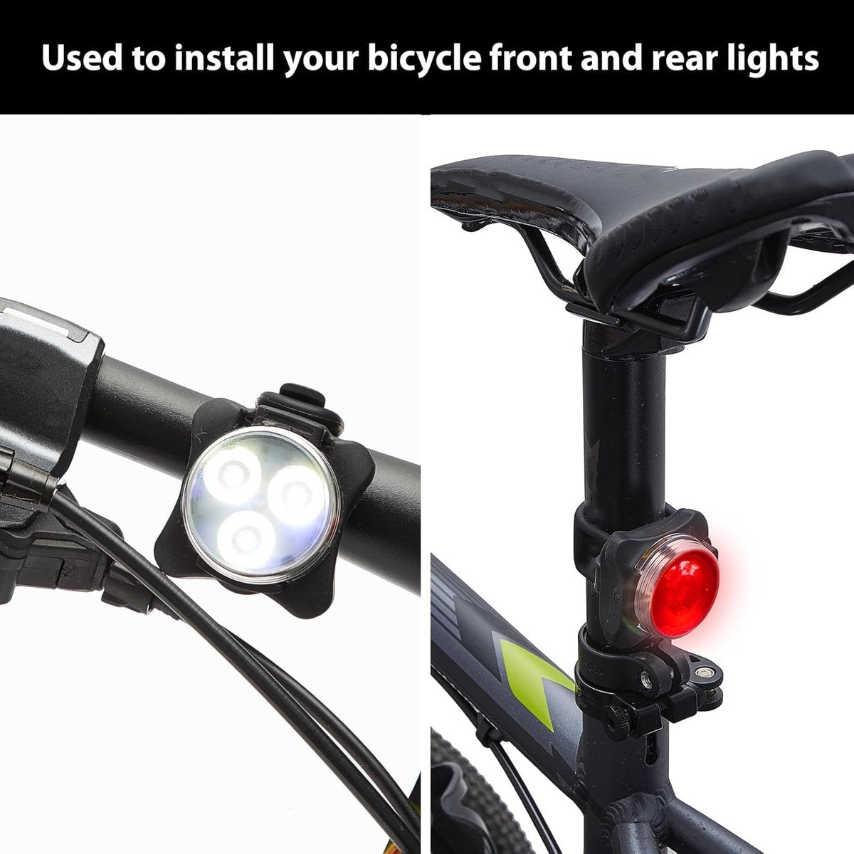 10 pieces - bicycle rubber bands - bicycle light holder - bicycle light strap - silicone strap - bicycle accessories - for bicycle headlights and taillights - for flashlight, mobile phones, speaker holder, handlebar sets - 7*2.5*3.8 cm - black