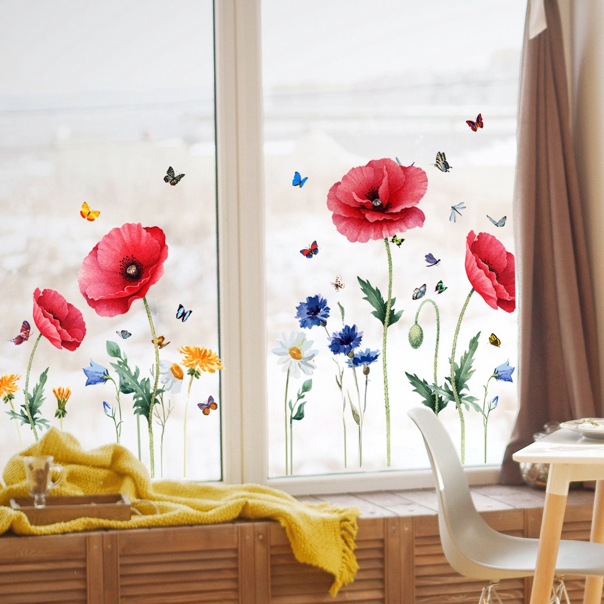 Static window sticker - window sticker - Wall decoration - 30*54cm - flower plant - PVC - colorful