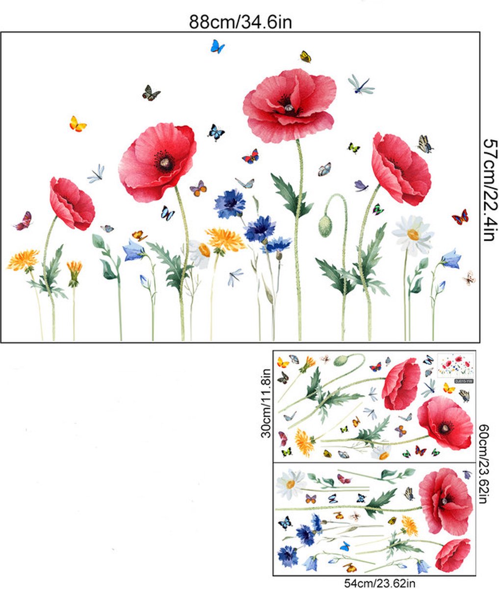 Static window sticker - window sticker - Wall decoration - 30*54cm - flower plant - PVC - colorful