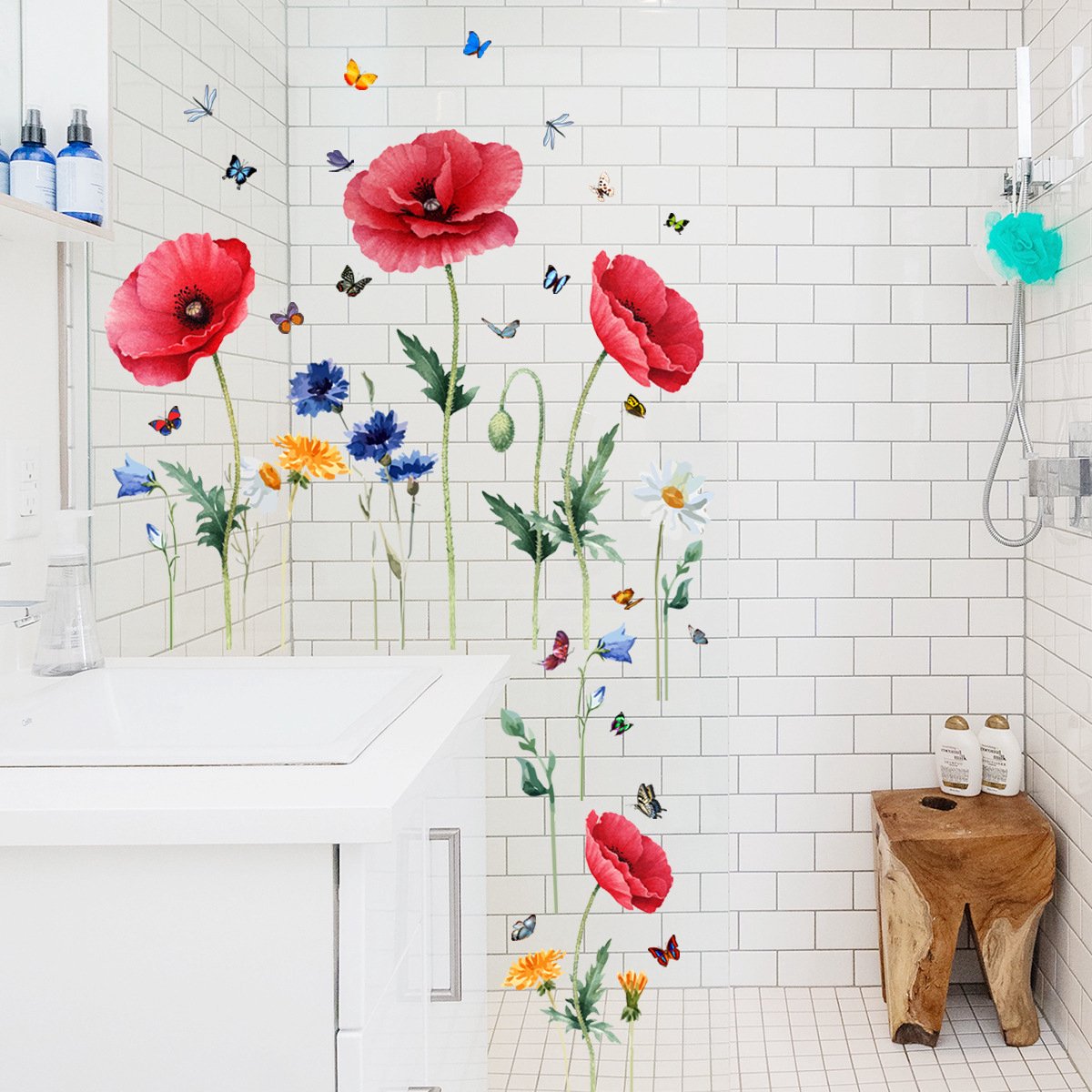 Static window sticker - window sticker - Wall decoration - 30*54cm - flower plant - PVC - colorful