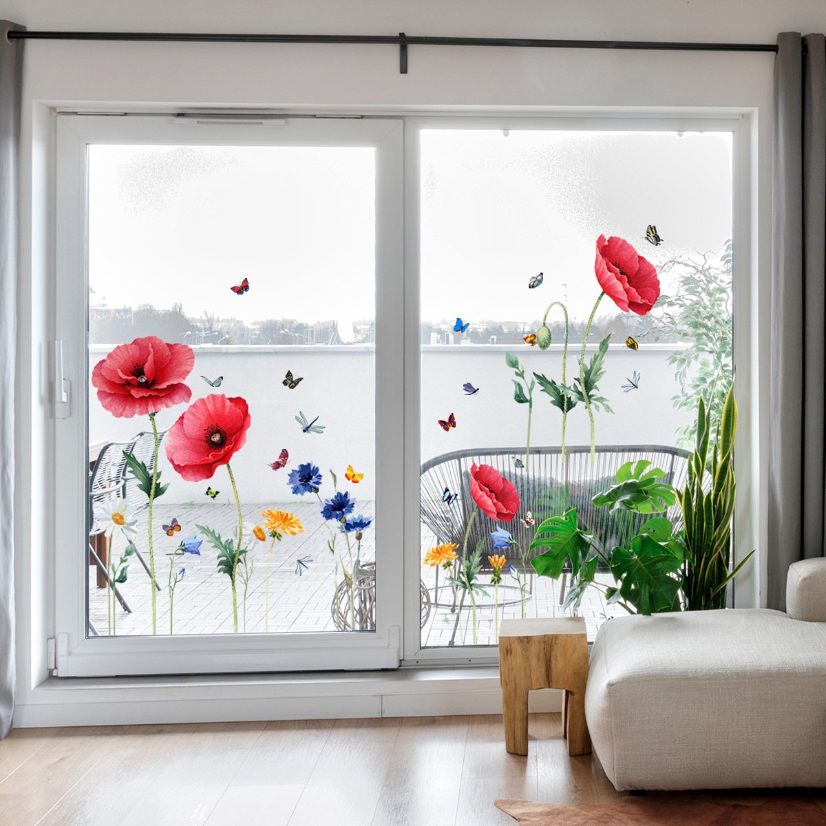 Static window sticker - window sticker - Wall decoration - 30*54cm - flower plant - PVC - colorful