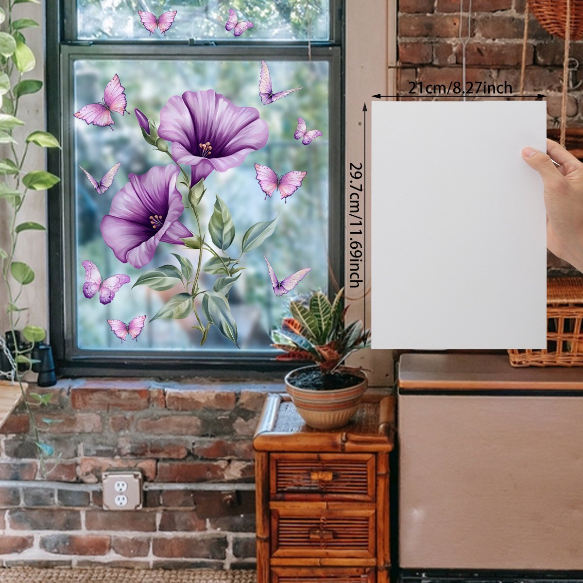 Static window sticker - window sticker - Wall decoration - 30*30cm - flower plant - PVC - D