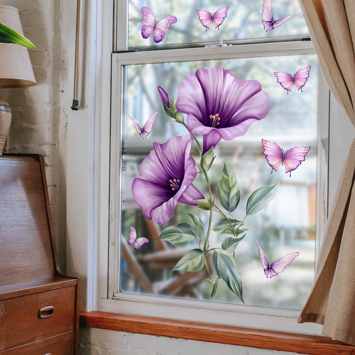 Static window sticker - window sticker - Wall decoration - 30*30cm - flower plant - PVC - D