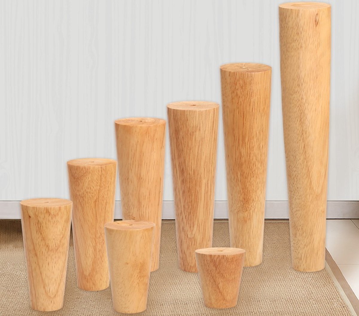 4 pieces - Furniture leg - Wooden furniture leg - Furniture Legs - wood color - wooden - 10 cm