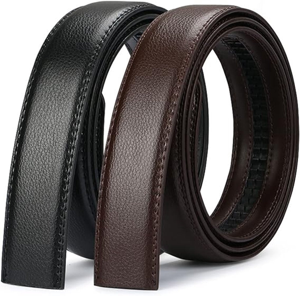2 pieces - Men's Belt - Leather Belt - Adjustable - Gift Men - Shortenable - Gift Man - Cow Leather - Black & Brown - Without Holes - 120cm