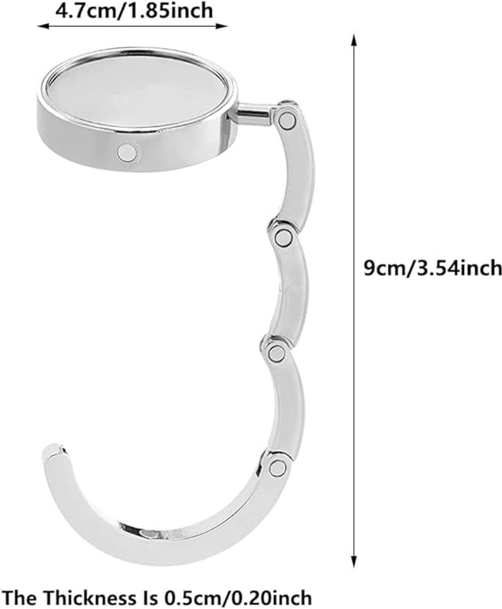 3 pieces - Bag hook - Hook for bags and backpacks - Bag hanger - Bag hooks - Bag hooks - Bag hook - Bag hook table - Bag hanger on the table - Silver - Foldable - Zinc alloy - 9.3 * 4.9 cm - for handbag, school bag, headphones, etc.