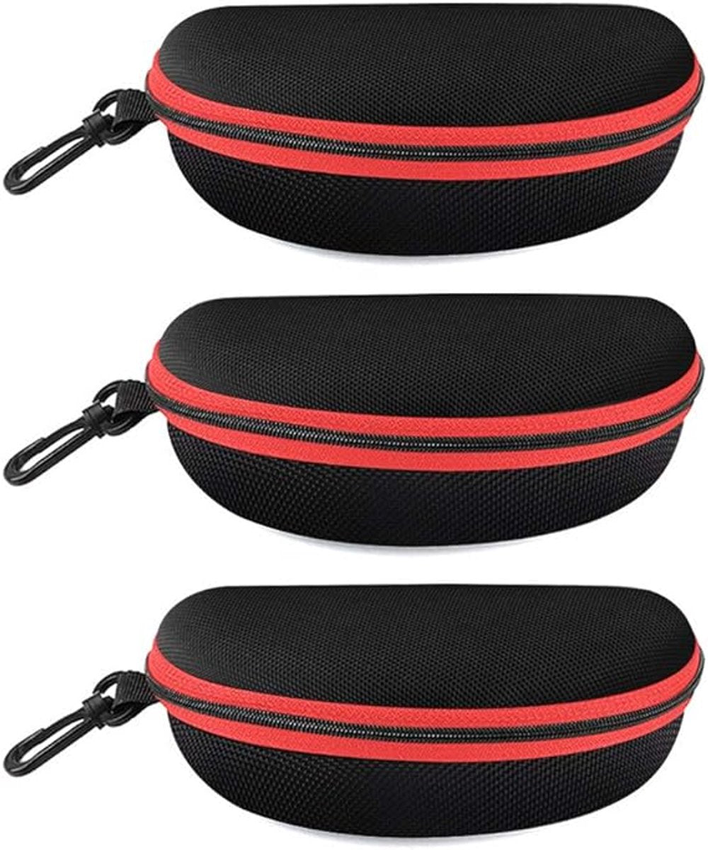 pieces - glasses case - glasses case - sunglasses accessories - Hard glasses case - sunglasses case - for women men - black/red - with plastic carabiner - Zipper - 17x8x6cm - EVA - wearable protection