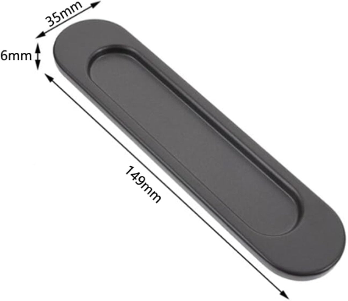 4 pieces - Sliding door handle - Sliding door handle - black - 149*35*6 mm - Furniture handle - Furniture handle - Door fitting - Furniture knob - Self-adhesive - metal