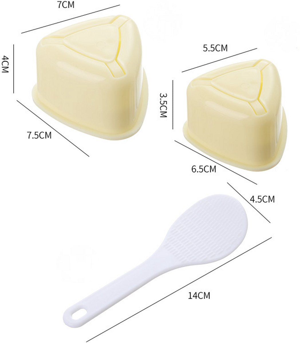 2-Piece Set - Onigiri Mold - Onigiri Mould - Onigiri Shape - Triangular Rice Ball Mold - PP - 7*7.5*4 CM - Rice Former - Yellow - Kitchen Tools - Sushi Maker