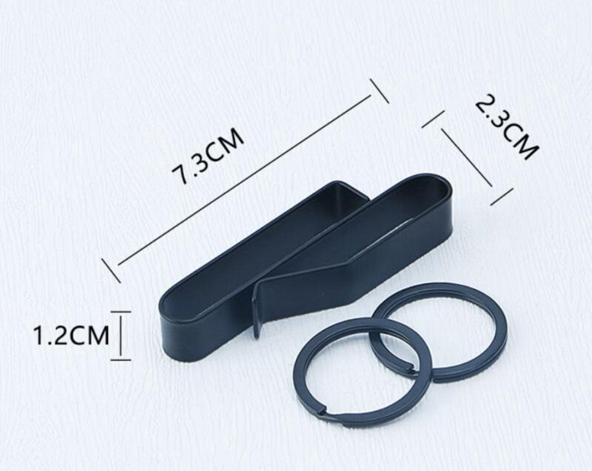 Keychain - 2 Pieces - Belt Keychain - Tactical Keychain - Duty Belt Keychain - Key Clip - Key Ring - Belt Clip - With Keyrings - Stealth Belt Loop Keychain Holder - 7.3*1.2*2.3 cm - Black