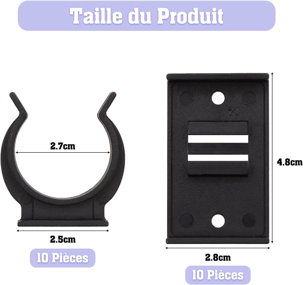 10 pieces - Skirting Clips - Kitchen Plinth Hooks - Kitchen Plinth Clips - for Kitchen Frames Fastening - black - plastic - for cabinet legs with a diameter of 2.6-2.8 cm - for sofa, table, bed, cabinet