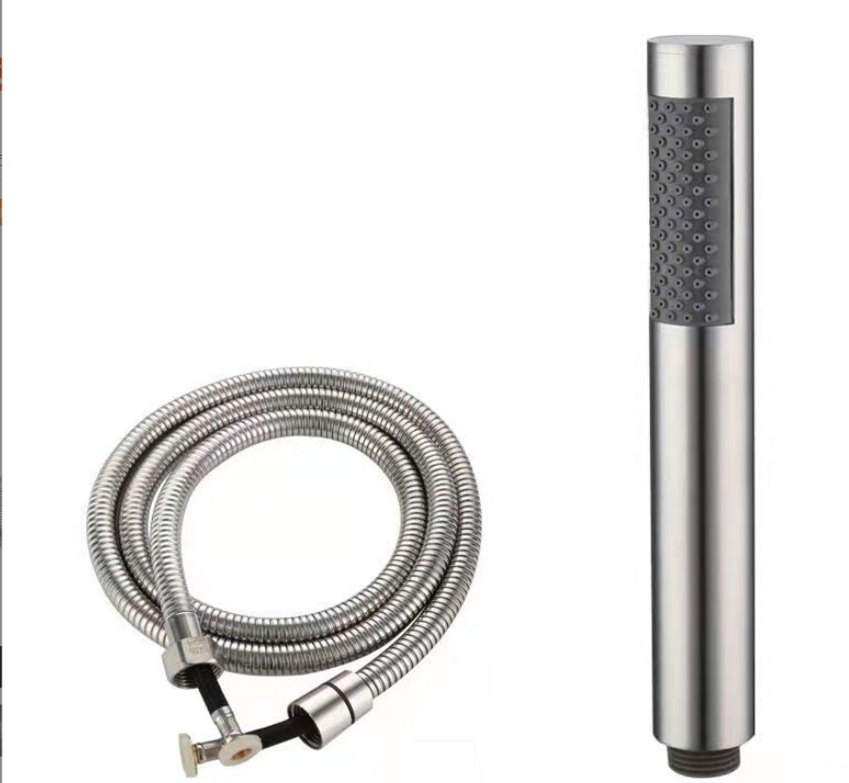 Shower head with 1.5m hose - Hand shower - Universal - Water saving - High pressure - Anti-kink hose - Brushed silver - Stainless steel and ABS - 19*3 cm - 1/2" thread
