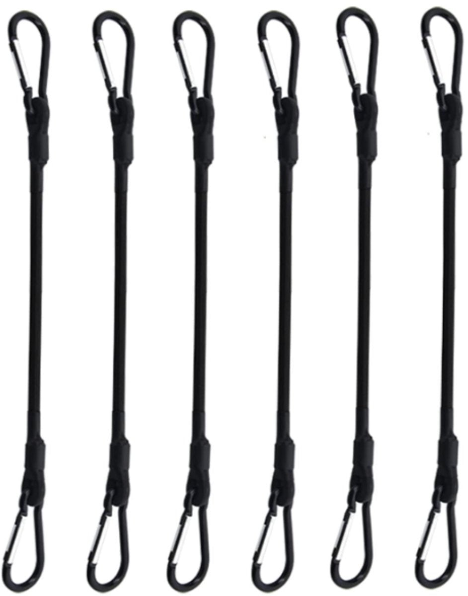 pieces - Elastic with carabiner - Rope Length 30 CM - black - Rope Diameter 6MM - Polypropylene yarn + latex silk - For securing sails, luggage, tents and bicycles