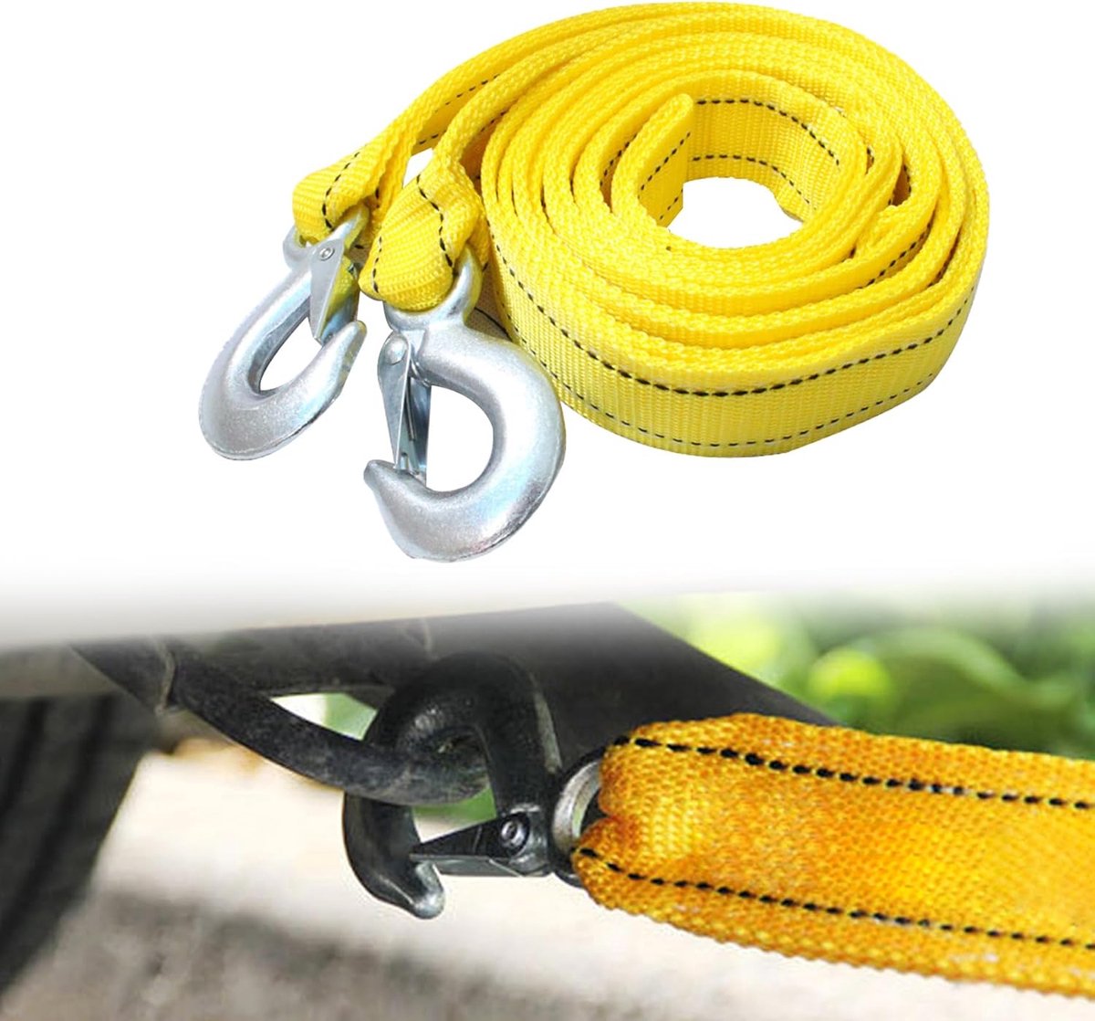 Tow rope Tow strap Tow rope car - 4 m 5000KG - nylon and steel - yellow