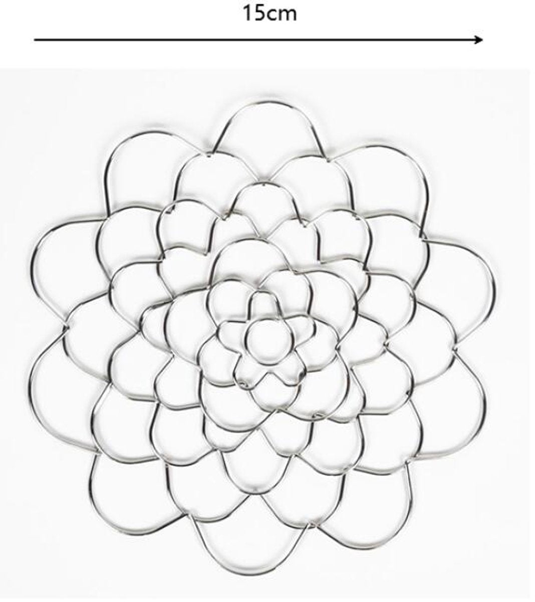 Flower Arrangement Holder Set - 2 Pieces - Flower Stand - Stainless Steel - Metal Wire Flower Arranger - Reusable - Flower Arranging Tool - Flower Grid Organizer - Suitable for Vases, Flower Stems and Bouquets - 15cm - Silver