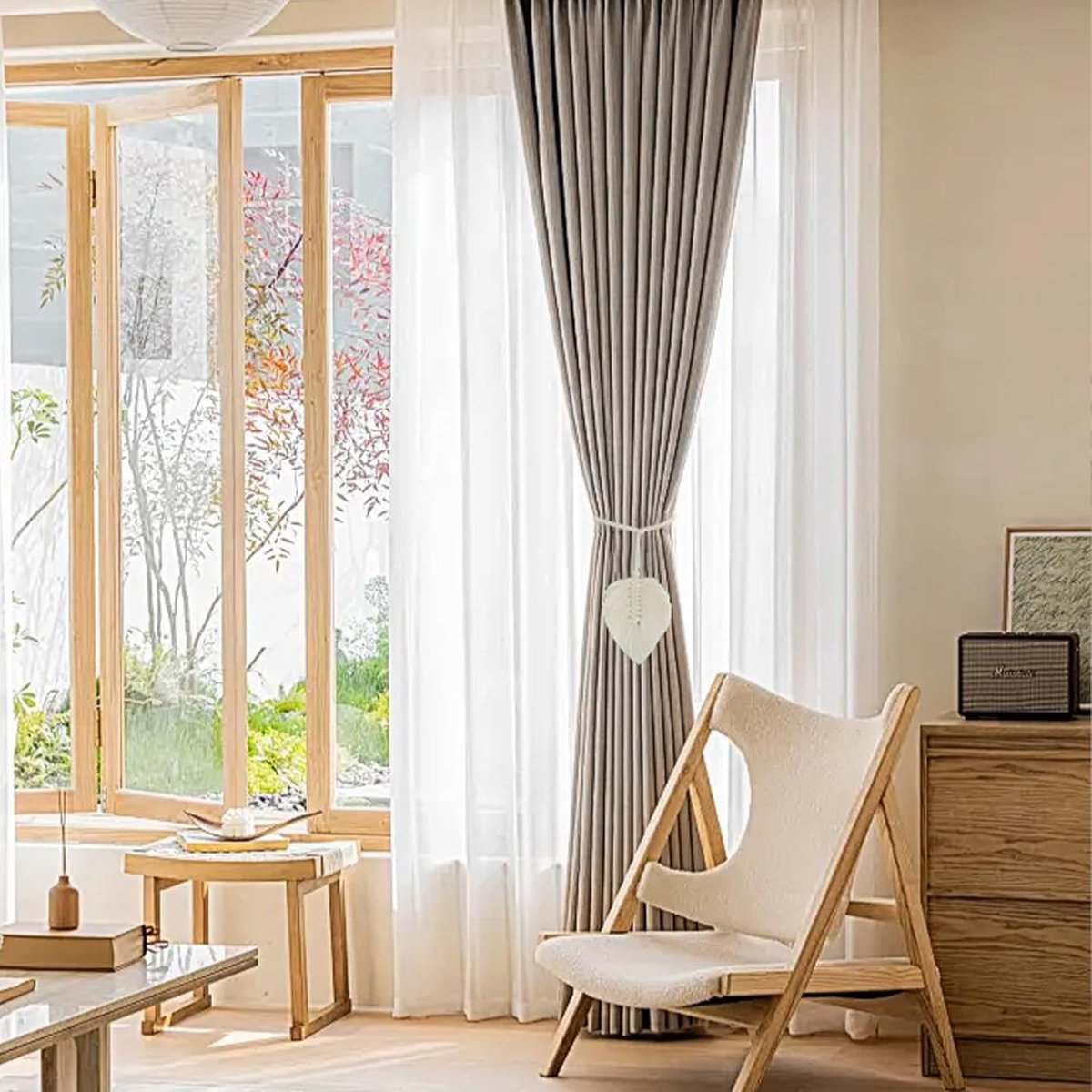 Curtain Holder - 2 Pieces - Curtain Tie Back - Curtain Tie Rope - Curtain Tie Back Hook - Curtain Ties - Beige - 116 cm Long