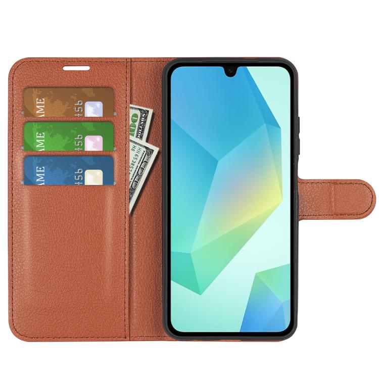 Compatible with Samsung Galaxy A17 5G Brown Horizontal Flip Stand Case Samsung Brown