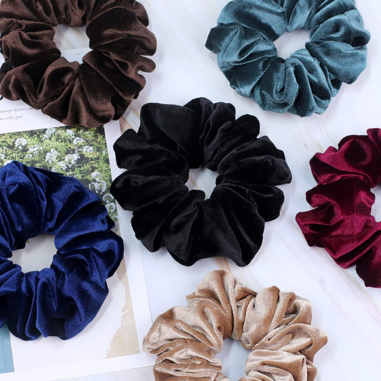 Velvet Scrunchie for Thick Hair Extra Large Soft Ponytail Holder 6 Pack
