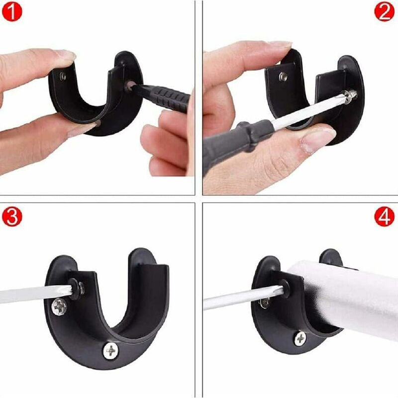 Wall Mounted Clothes Rod Holder for 1.26 Inch Diameter, Shower Curtain Rod Bracket, 2-Pack