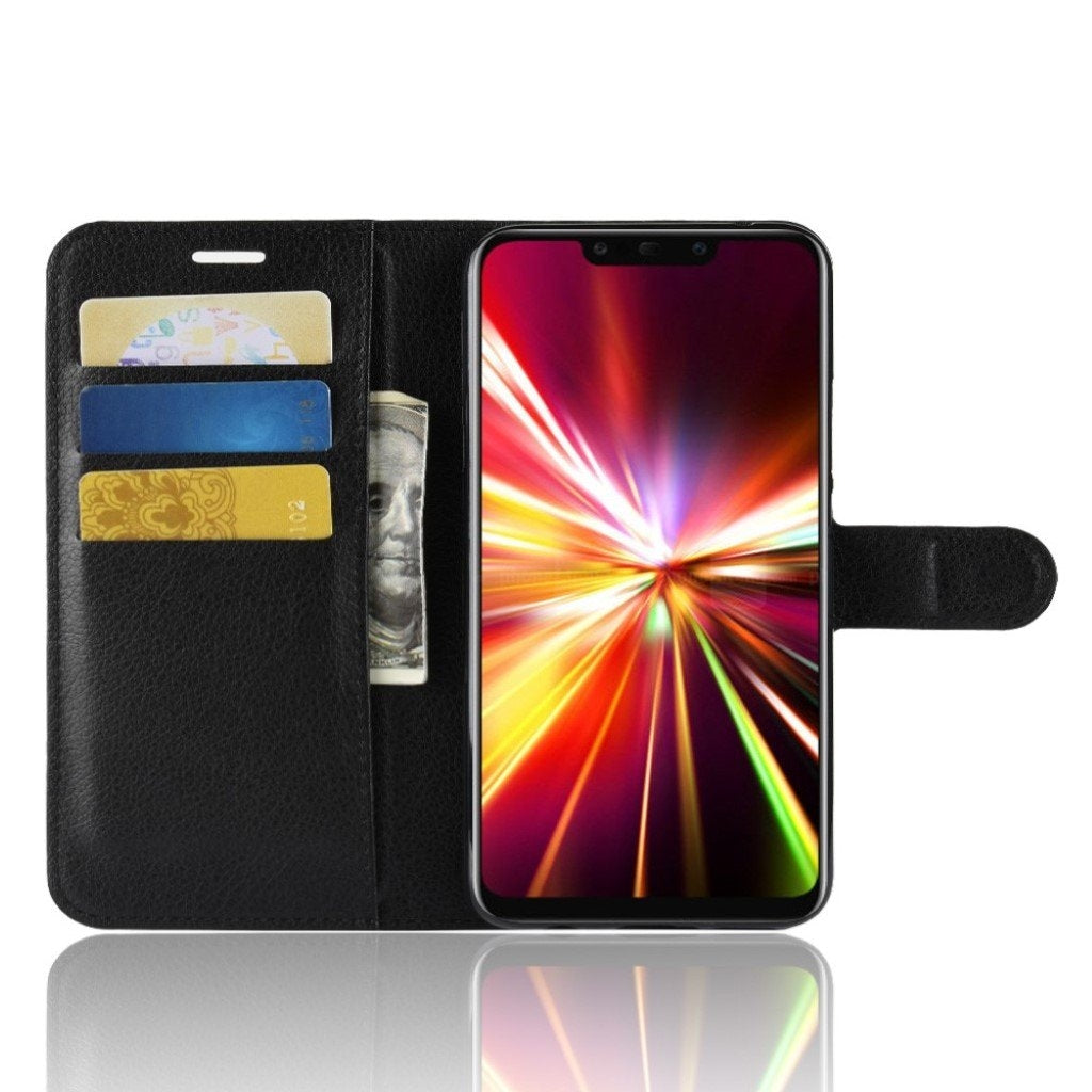 Huawei Mate 20 Lite Case Synthetic Leather Silicone Wallet Stand Cover - Black