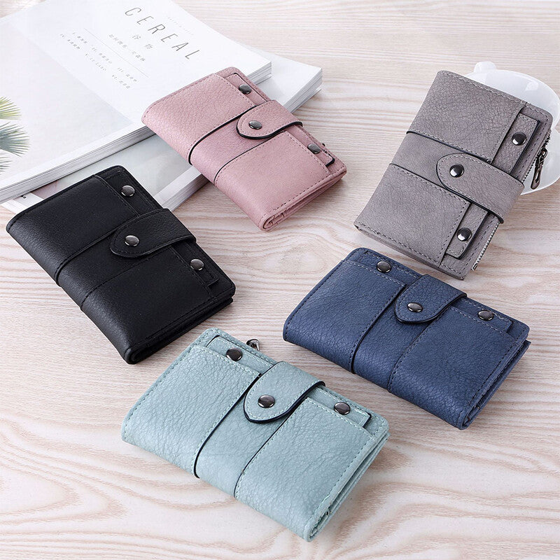 New Fashion Light Green Leather Card Holder Wallet Foldable Small Women's Wallet