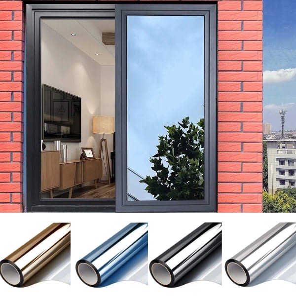 One-way mirror window film solar protection glass sticker - Advertising - Blue silver 40x300 cm Blue-silver 40x300 cm Blue-silver 40x300 cm