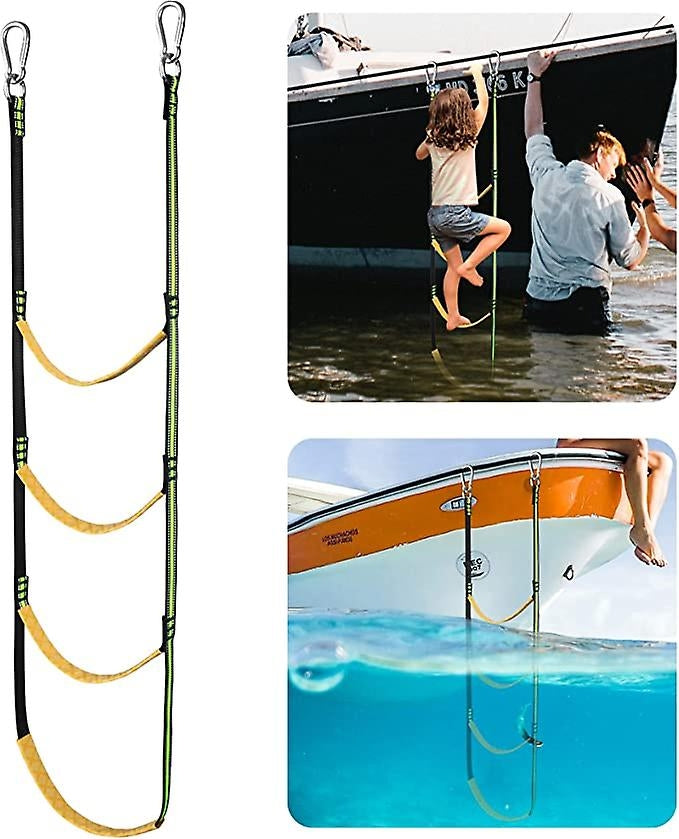 Boat Rope Ladder 4 Step Foldable Extension Compatible with Sailboat Kayak Swim Ladder Perfet