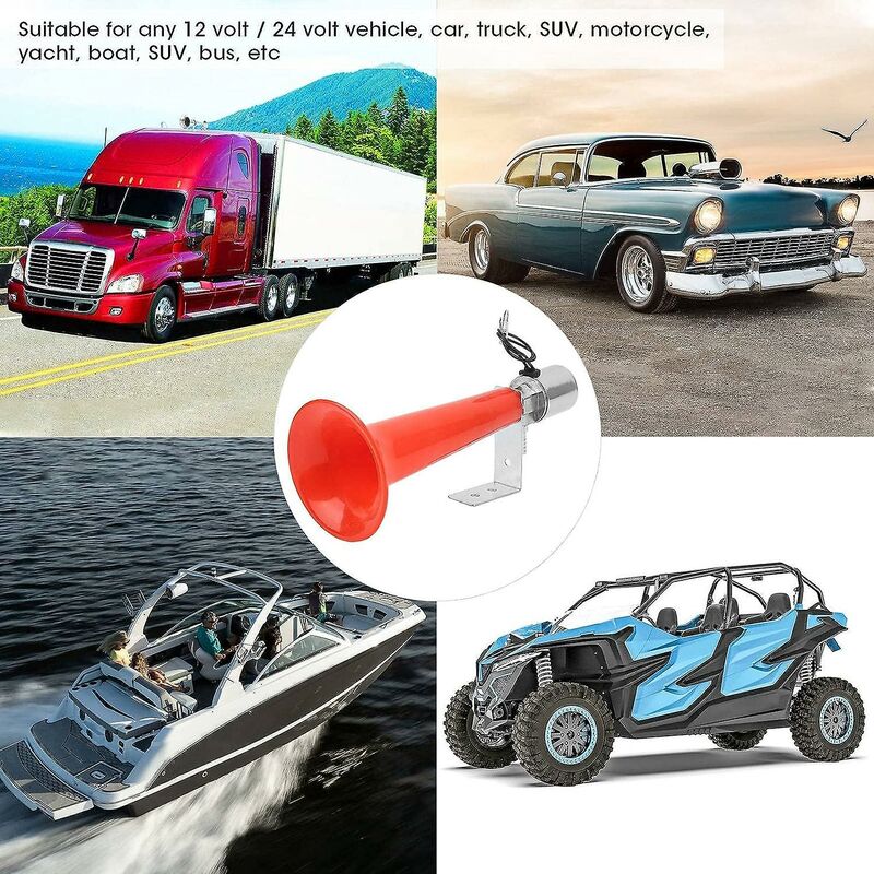 180dB Universal Truck Horn with Turkish Horn Sound 12V 24V Compatible with SUVs Motorcycles Caravans Red