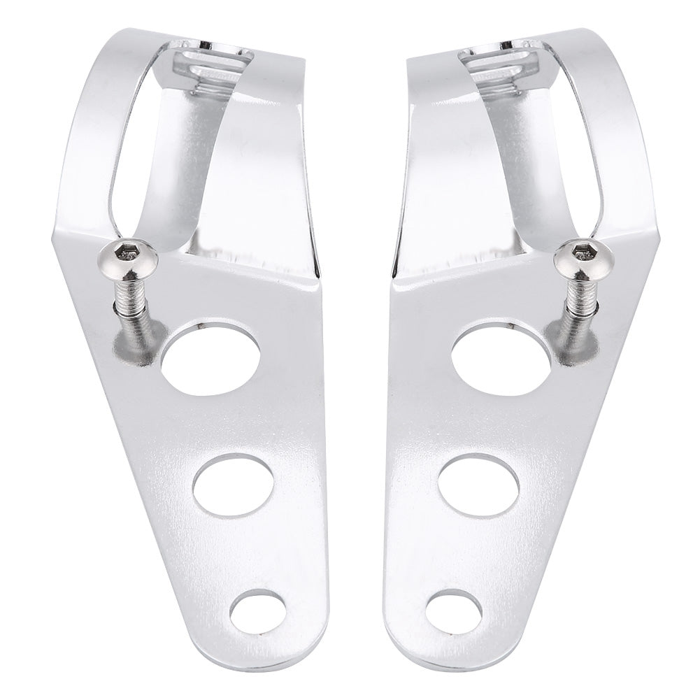 Motorcycle Headlight Mount Bracket Fork Tube Clamp Kit 35-43mm Chrome for Chopper Cafe Racer